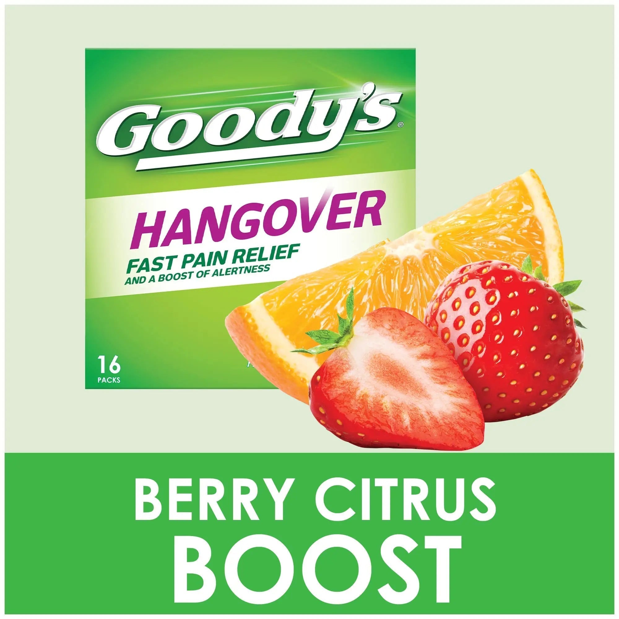 Goody's Hangover Relief Powder, Dual Action Fast Headache Pain Relief with Aspirin and Caffeine, Berry Citrus Flavor, 4 Powder Sticks, 6 Pack - TrustMedUSA