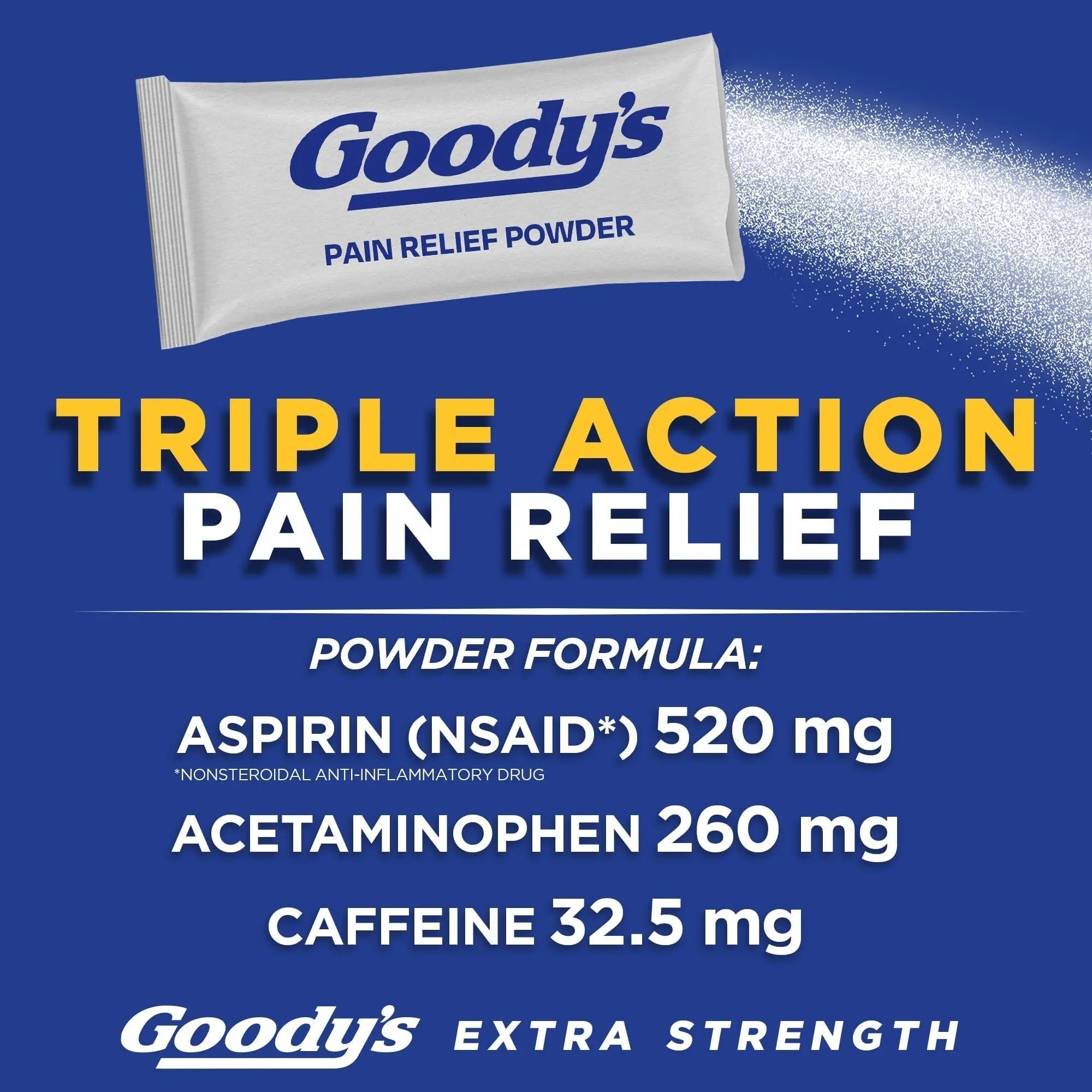 Goody’s Headache Powder Extra Strength Pain Relief, Triple Action Headache Relief with Aspirin, Acetaminophen & Caffeine, 24 Count - TrustMedUSA