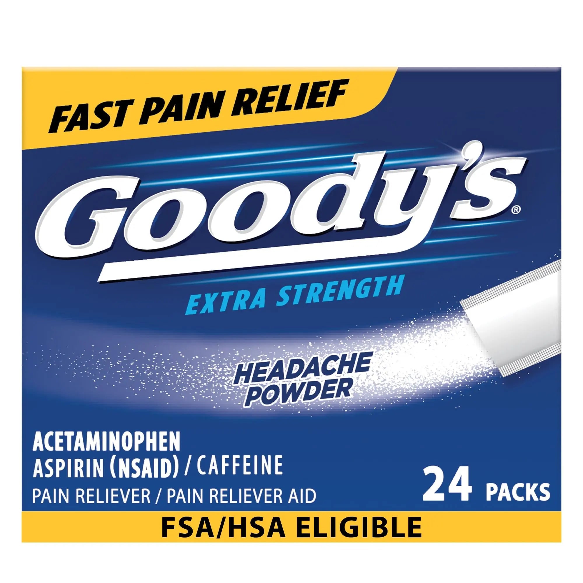 Goody’s Headache Powder Extra Strength Pain Relief, Triple Action Headache Relief with Aspirin, Acetaminophen & Caffeine, 24 Count - TrustMedUSA