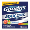 Goody’s Max Triple Action Pain Relief – Headache Relief Powder with Acetaminophen, Aspirin & Caffeine for Fast, Effective Relief of Tough Headaches, Tropical Citrus, 16 Count - TrustMedUSA