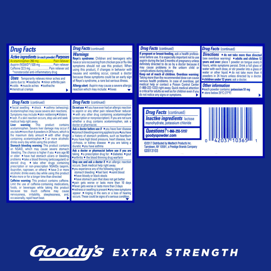 Goody's Pain Relief Powders, Extra Strength Headache Powder, 50 ct (Pack of 1) - Maple Wellness Supplements