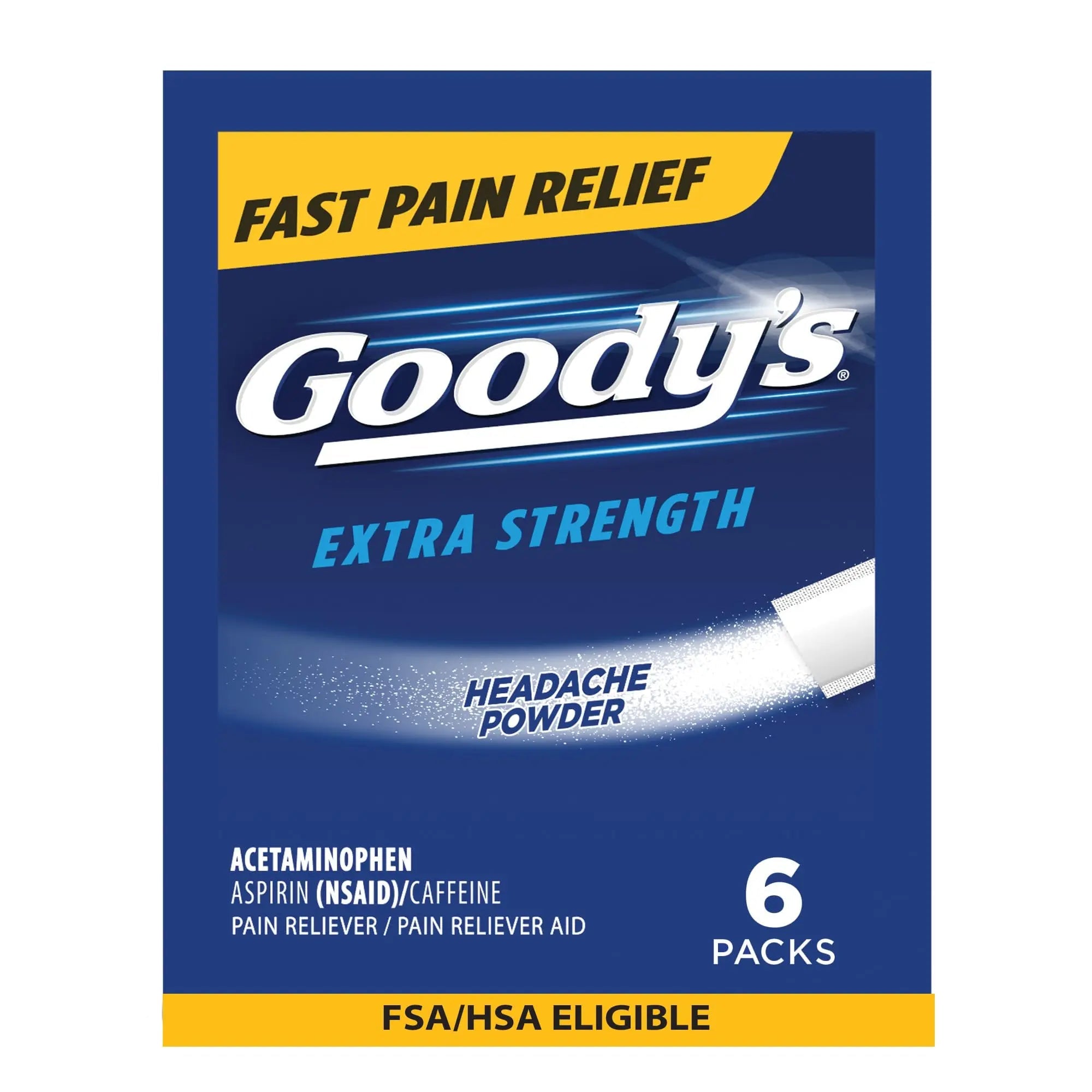 Goody's Pain Relief Powders, Extra Strength Headache Powder, 6 ct (Pack of 1) - TrustMedUSA