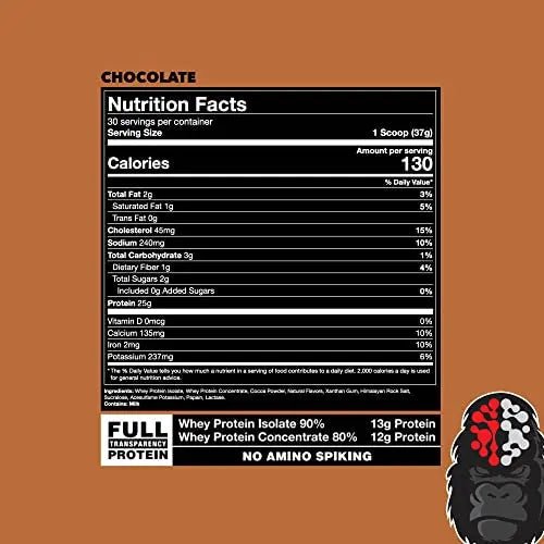 Gorilla Mode Premium Whey Protein - Chocolate / 25 Grams of Whey Protein Isolate - TrustMedUSA