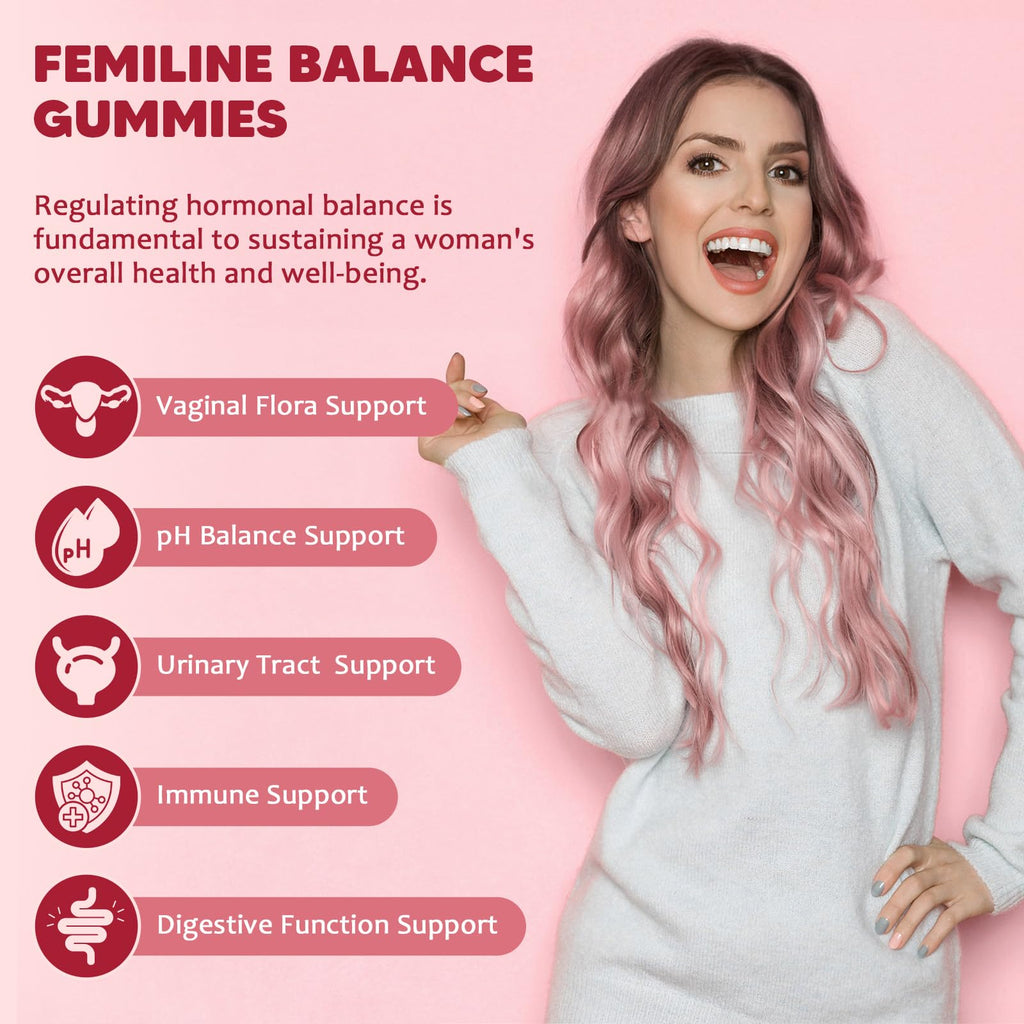 GORNVB Premium Feminine Balance Gummies for Women, Support pH Balance & Vaginal Probiotics Health Gummies with Cranberry Pineapple Powder, D-Mannose, Sugar Free, Gluten Free, Vegan - TrustMedUSA