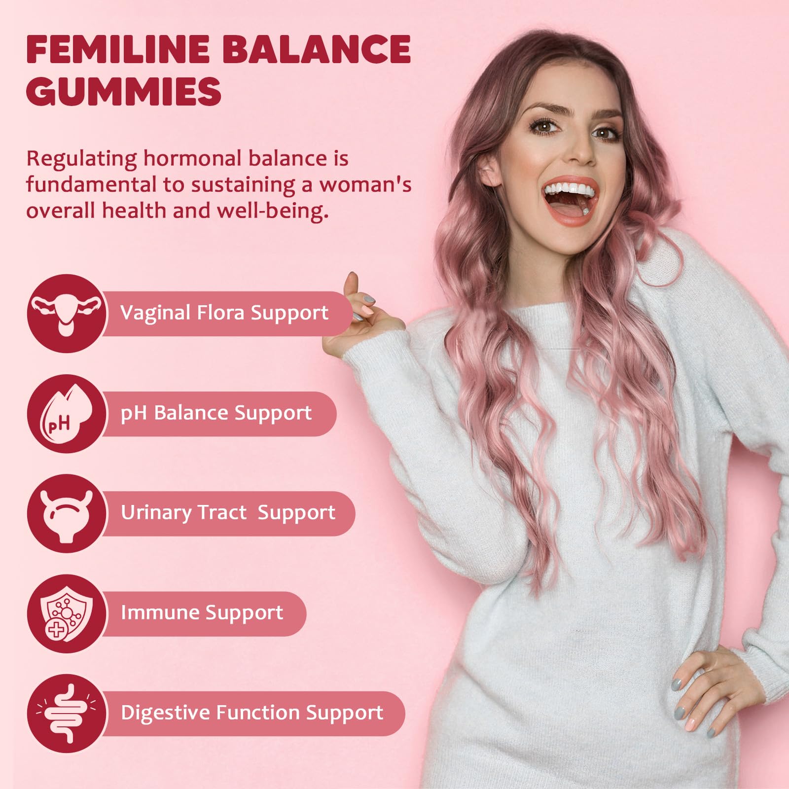 GORNVB Premium Feminine Balance Gummies for Women, Support pH Balance & Vaginal Probiotics Health Gummies with Cranberry Pineapple Powder, D-Mannose, Sugar Free, Gluten Free, Vegan - TrustMedUSA