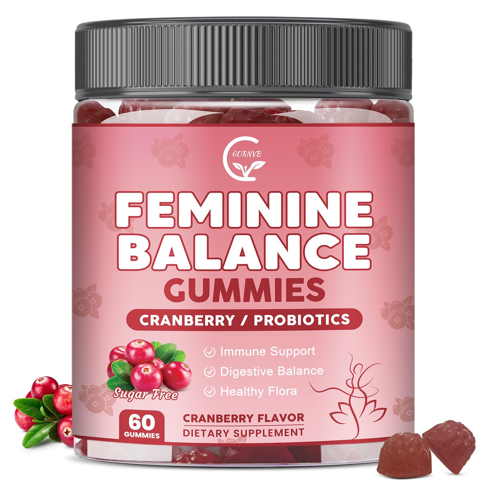 GORNVB Premium Feminine Balance Gummies for Women, Support pH Balance & Vaginal Probiotics Health Gummies with Cranberry Pineapple Powder, D-Mannose, Sugar Free, Gluten Free, Vegan - TrustMedUSA