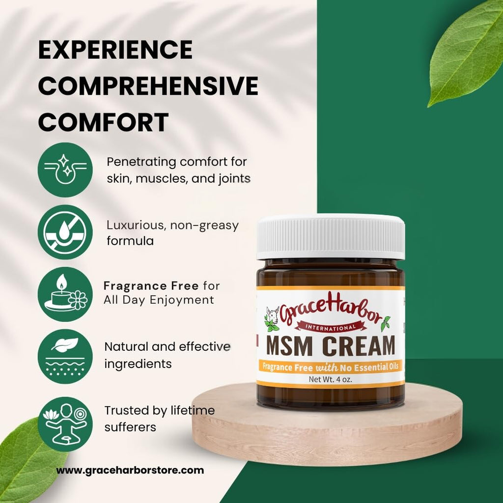 Grace Harbor MSM Cream – Variety 3 Pack – Daily Skin, Joint and Muscle Rub – Best Goat Milk Unscented Baby Lotion for Severly Dry Skin – Therapeutic Essential Oils and Fragrance Free – 4 oz - TrustMedUSA