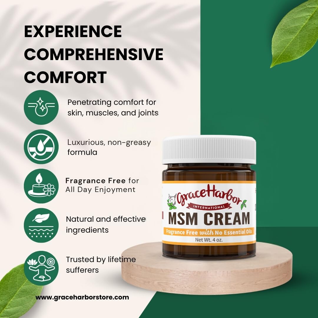 Grace Harbor MSM Cream – Variety 3 Pack – Daily Skin, Joint and Muscle Rub – Best Goat Milk Unscented Baby Lotion for Severly Dry Skin – Therapeutic Essential Oils and Fragrance Free – 4 oz - TrustMedUSA