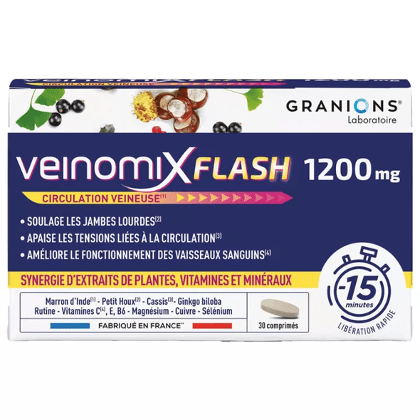 Granions Veinomix Flash General Soothing 30 Tablets - TrustMedUSA