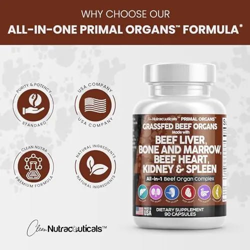 Grass Fed Beef Liver Capsules 3000mg - Premium Quality Beef Organs - TrustMedUSA