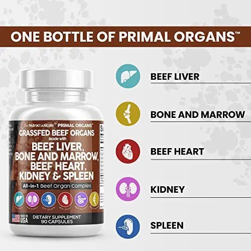 Grass Fed Beef Liver Capsules 3000mg - Premium Quality Beef Organs - TrustMedUSA
