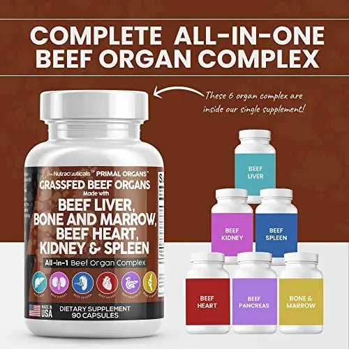 Grass Fed Beef Liver Capsules 3000mg - Premium Quality Beef Organs - TrustMedUSA