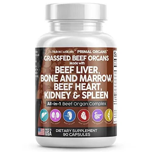 Grass Fed Beef Liver Capsules 3000mg - Premium Quality Beef Organs - TrustMedUSA