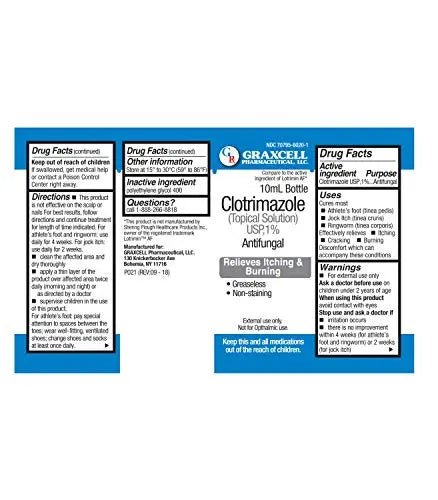 Graxcell Clotrimazole 1% Antifungal Topical Solution for Athlete's Foot, 0.33 Fluid Ounce - TrustMedUSA