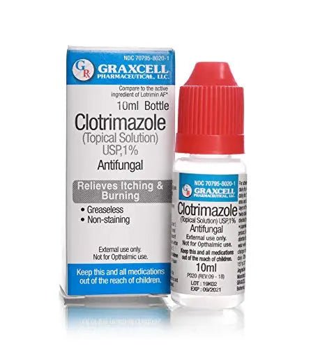 Graxcell Clotrimazole 1% Antifungal Topical Solution for Athlete's Foot, 0.33 Fluid Ounce - TrustMedUSA