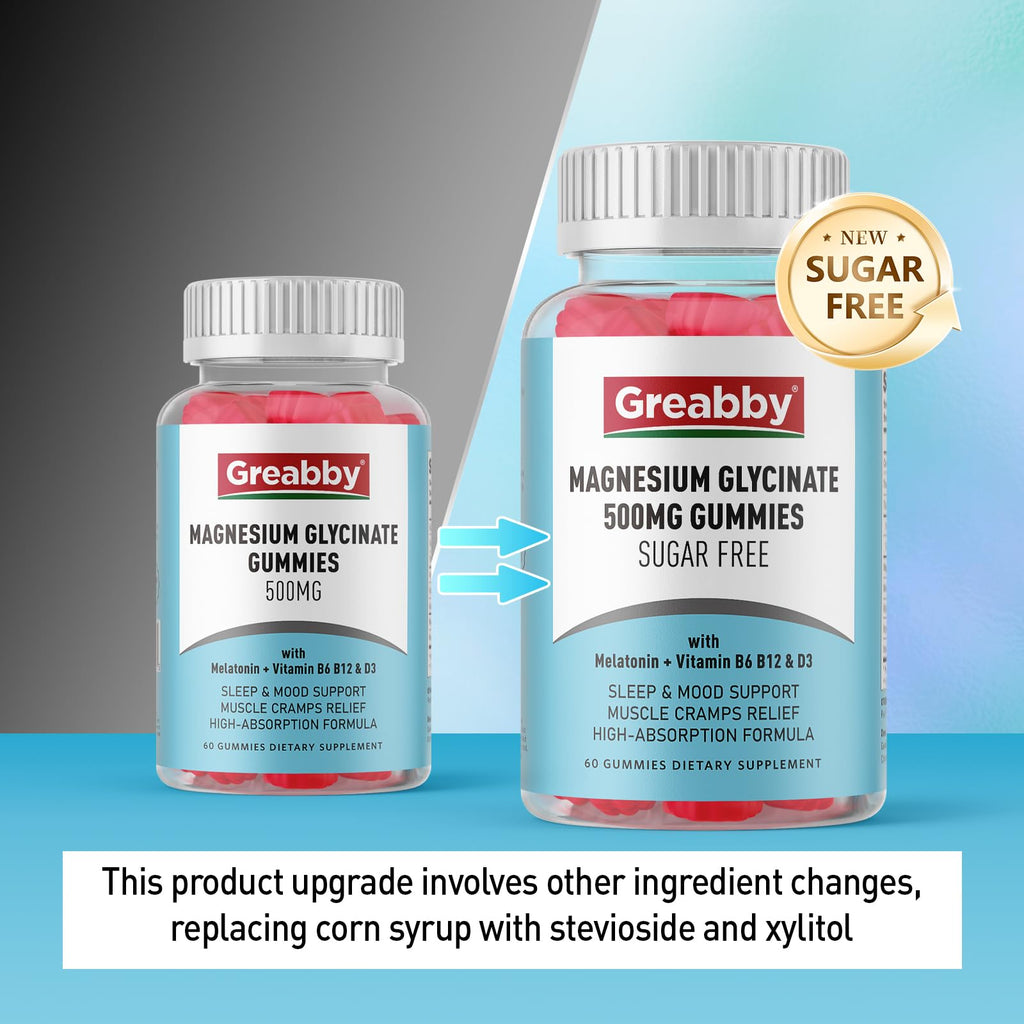 Greabby Magnesium Glycinate Gummies 500mg for Adults Sleep Support, Chewable Magnesium Gummies for Women & Men - TrustMedUSA