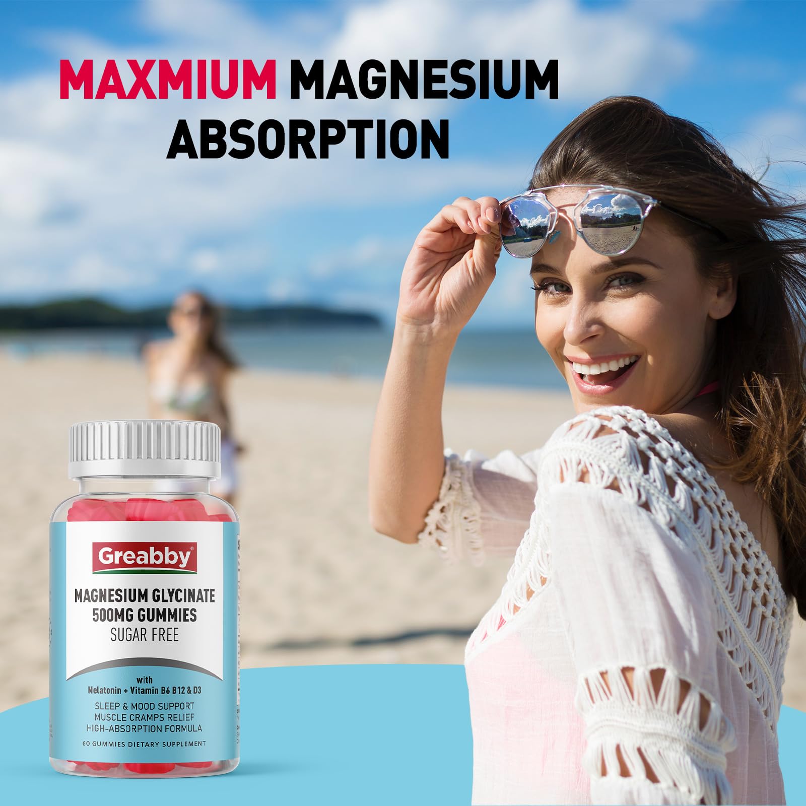 Greabby Magnesium Glycinate Gummies 500mg for Adults Sleep Support, Chewable Magnesium Gummies for Women & Men - TrustMedUSA