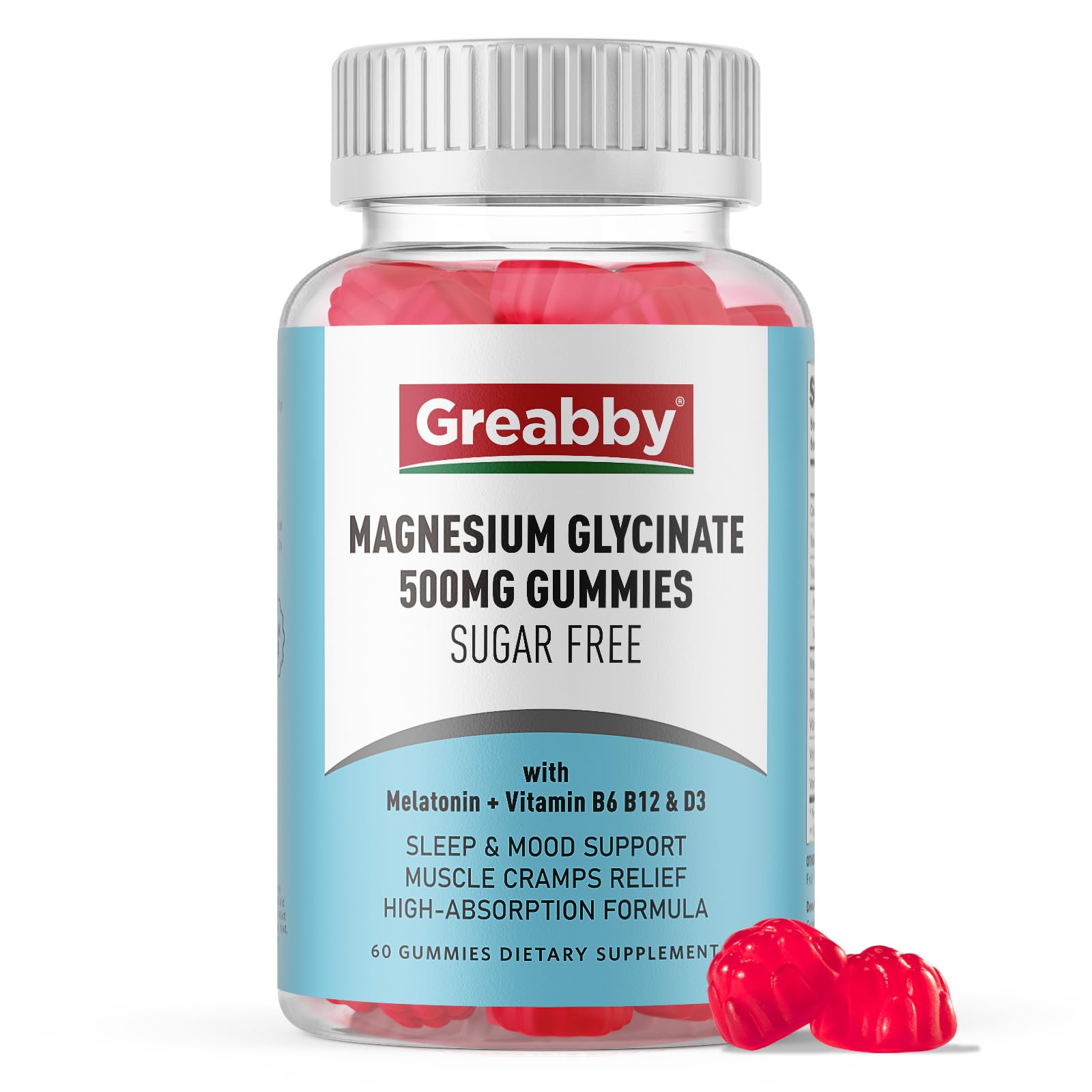 Greabby Magnesium Glycinate Gummies 500mg for Adults Sleep Support, Chewable Magnesium Gummies for Women & Men - TrustMedUSA
