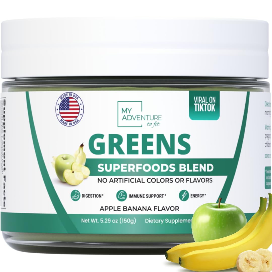 Green Superfood Powder for Digestion & Gut Health - Keto Friendly Superfood Greens Blend Powder for Immune Support - Powdered Greens Supplement for Immune Boost - Apple Banana Flavor - TrustMedUSA