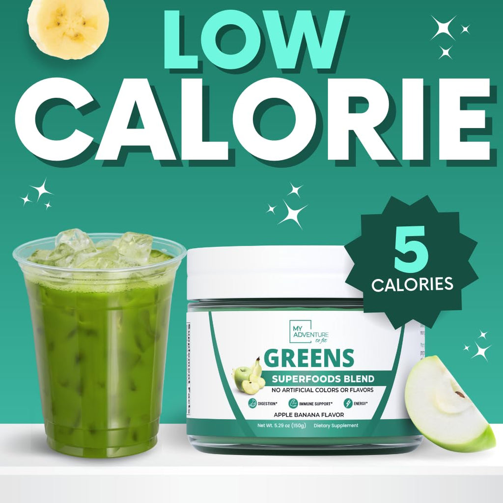Green Superfood Powder for Digestion & Gut Health - Keto Friendly Superfood Greens Blend Powder for Immune Support - Powdered Greens Supplement for Immune Boost - Apple Banana Flavor - TrustMedUSA