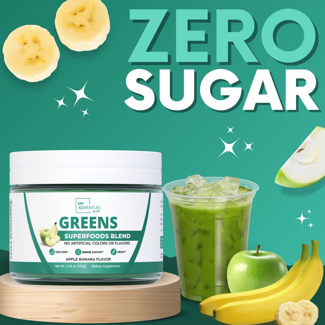 Green Superfood Powder for Digestion & Gut Health - Keto Friendly Superfood Greens Blend Powder for Immune Support - Powdered Greens Supplement for Immune Boost - Apple Banana Flavor - TrustMedUSA