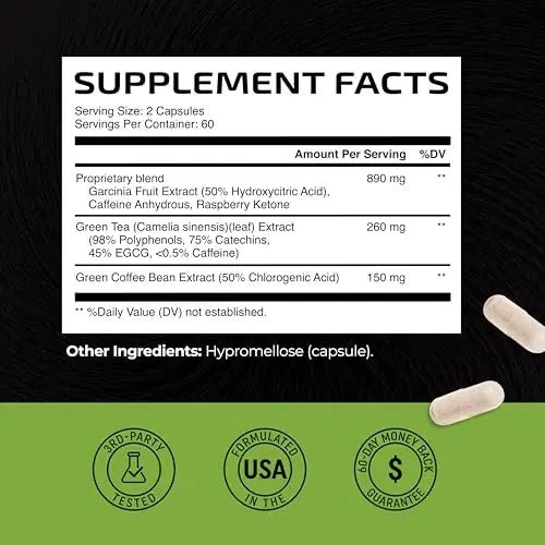 Green Tea Weight Loss Pills with Green Coffee Bean Extract | Belly Fat Burner, Metabolism - TrustMedUSA