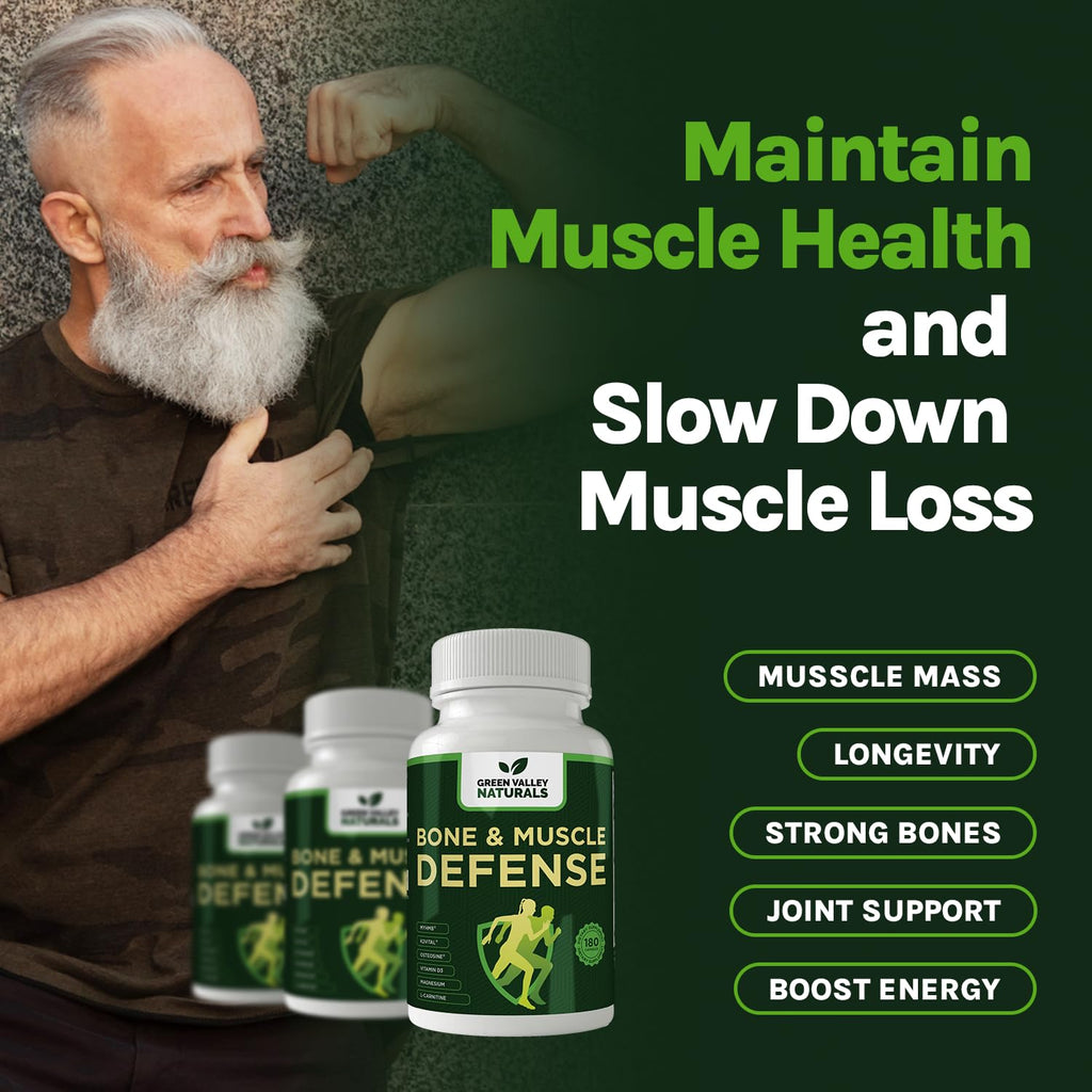 Green Valley Naturals Bone & Muscle Defense Supplement – Bone Health, Muscle Support & Joint Mobility Formula with MyHMB, Magnesium, Vitamin D3 & L-Carnitine for Daily Wellness, 60 Capsules - TrustMedUSA