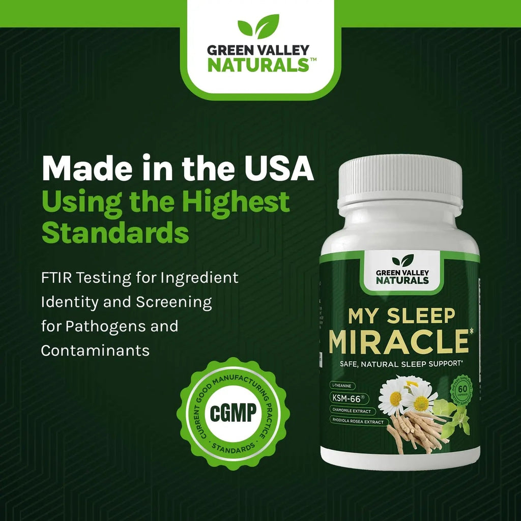 GREEN VALLEY NATURALS My Sleep Miracle Vegan Sleep Support Supplement | Melatonin-Free Formula | Ashwagandha, Chamomile & L-Theanine | Promotes Calm, Relaxation & Restful Sleep | 60 Capsules - TrustMedUSA