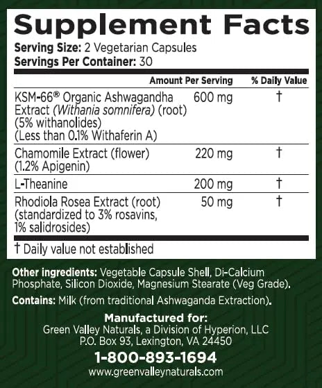 GREEN VALLEY NATURALS My Sleep Miracle Vegan Sleep Support Supplement | Melatonin-Free Formula | Ashwagandha, Chamomile & L-Theanine | Promotes Calm, Relaxation & Restful Sleep | 60 Capsules - TrustMedUSA