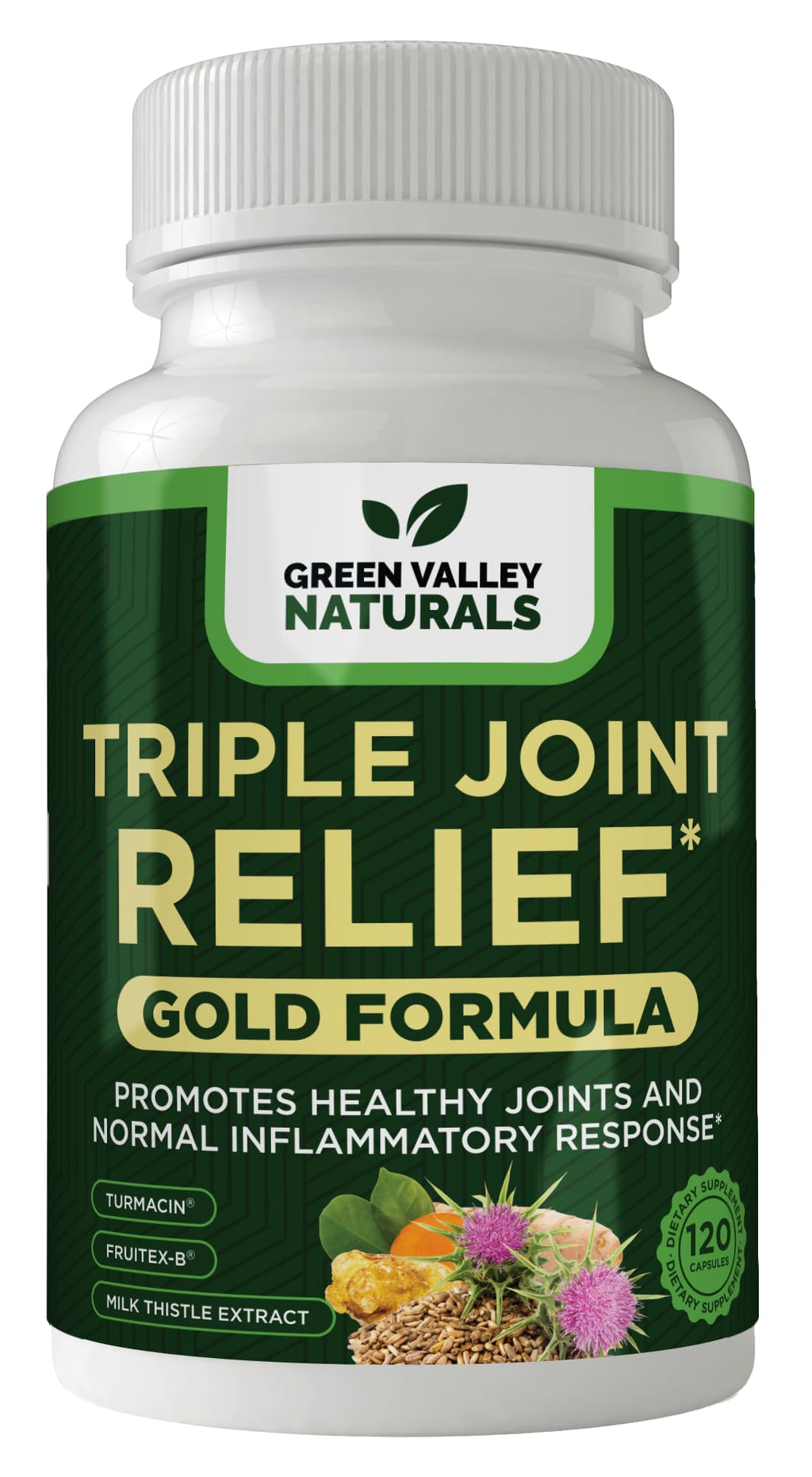 GREEN VALLEY NATURALS Triple Joint Relief Gold – Joint Support Supplement with Turmeric (Turmacin®, BCM-95®), Boswellia (AprèsFlex®) & Boron – Supports Mobility & Flexibility – 120 Capsules - TrustMedUSA