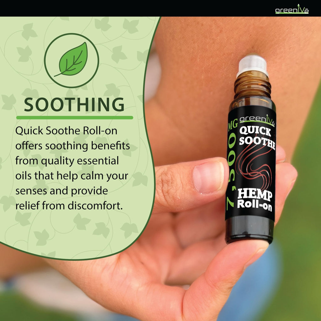GreenIVe 7,500mg Hemp Roll-On Quick Soothe Therapeutic Essential Oil Blend for Topical Targeting Roll-On (4 Pack) - TrustMedUSA