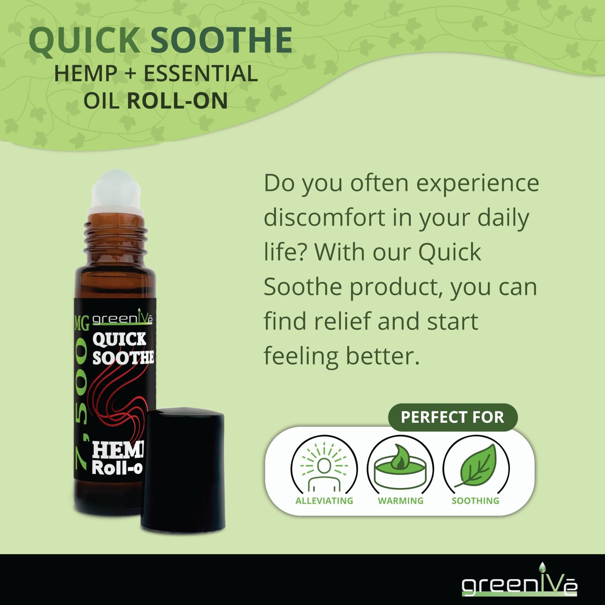 GreenIVe 7,500mg Hemp Roll-On Quick Soothe Therapeutic Essential Oil Blend for Topical Targeting Roll-On (4 Pack) - TrustMedUSA