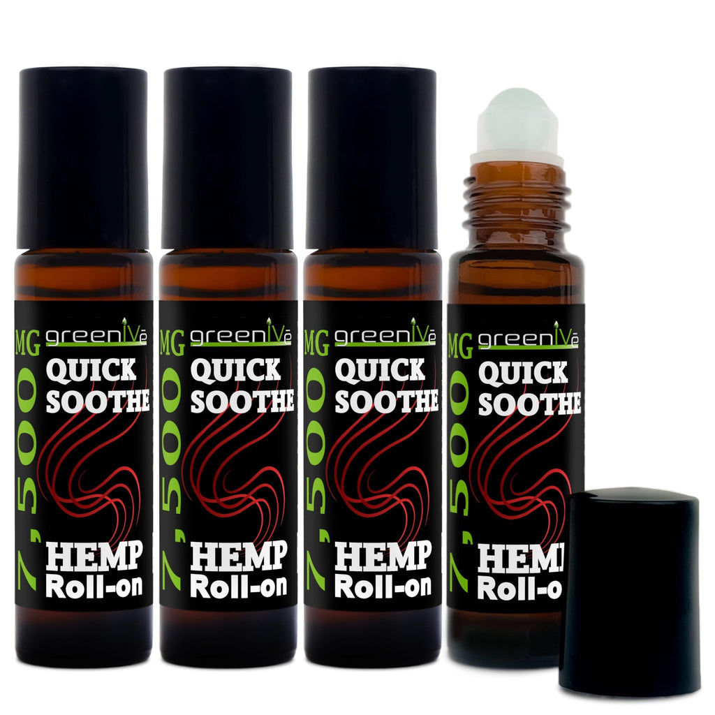 GreenIVe 7,500mg Hemp Roll-On Quick Soothe Therapeutic Essential Oil Blend for Topical Targeting Roll-On (4 Pack) - TrustMedUSA
