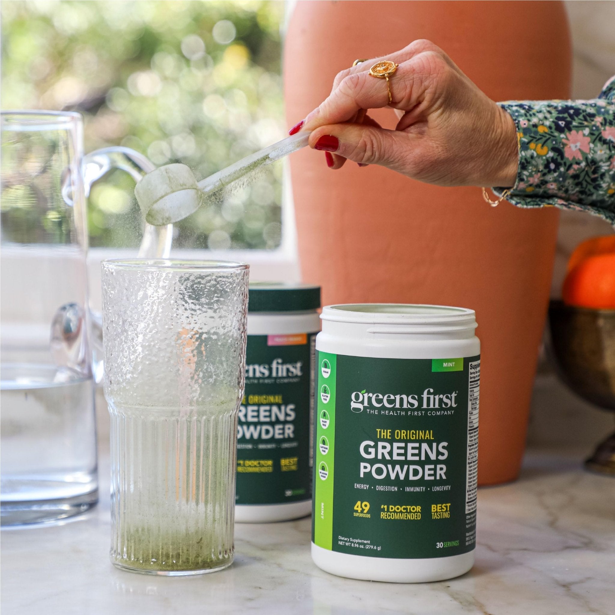Greens First Original Greens Powder - 49 Superfoods - Organic Fruits & Veggies - Prebiotics, Probiotics & Digestive Enzymes - Antioxidant Smoothie - Dairy Free, Vegan & Non-GMO (Mint, 30 Servings) - TrustMedUSA