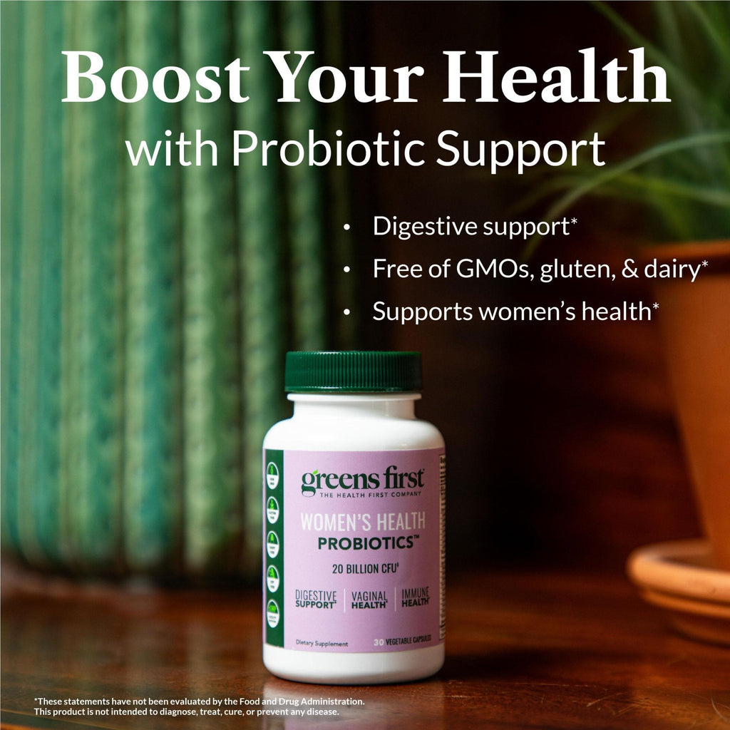Greens First Women’s Health Probiotics - Probiotic for pH Balance - 20 Billion CFU - Support for Digestive, Immune & Vaginal Health Non-GMO/Gluten-Free/Dairy-Free/Soy-Free (30 Vegetable Capsules) - Maple Wellness Supplements