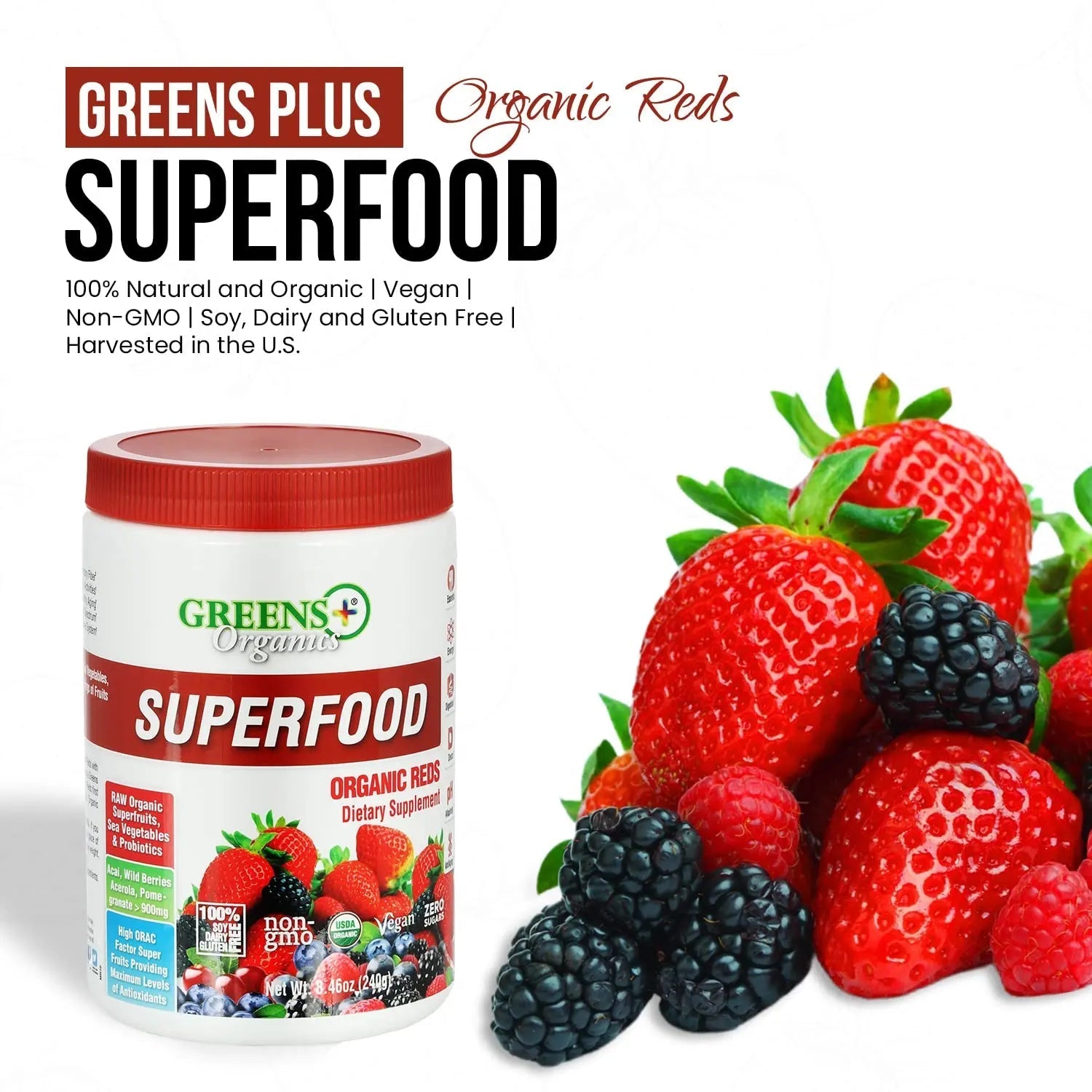 Greens+ Organic Reds Superfood Powder Organic Super Veggie Capsules - TrustMedUSA