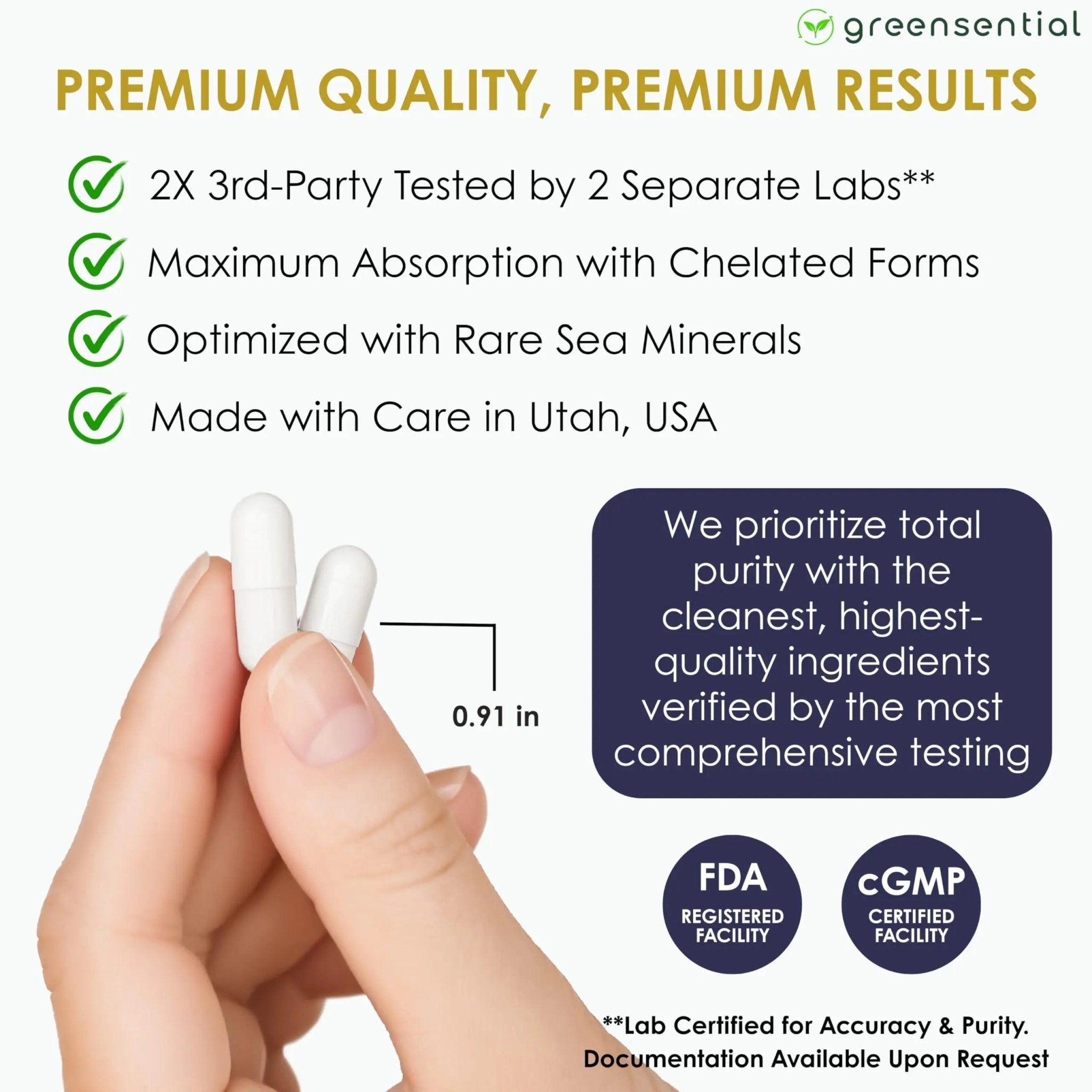 Greensential 5-in-1 Magnesium Complex 500mg | Glycinate, Malate, Citrate, Oxide & Aquamin® | for Sleep, Muscle & Heart Support | High Absorption, Vegan, 120 Capsules - TrustMedUSA
