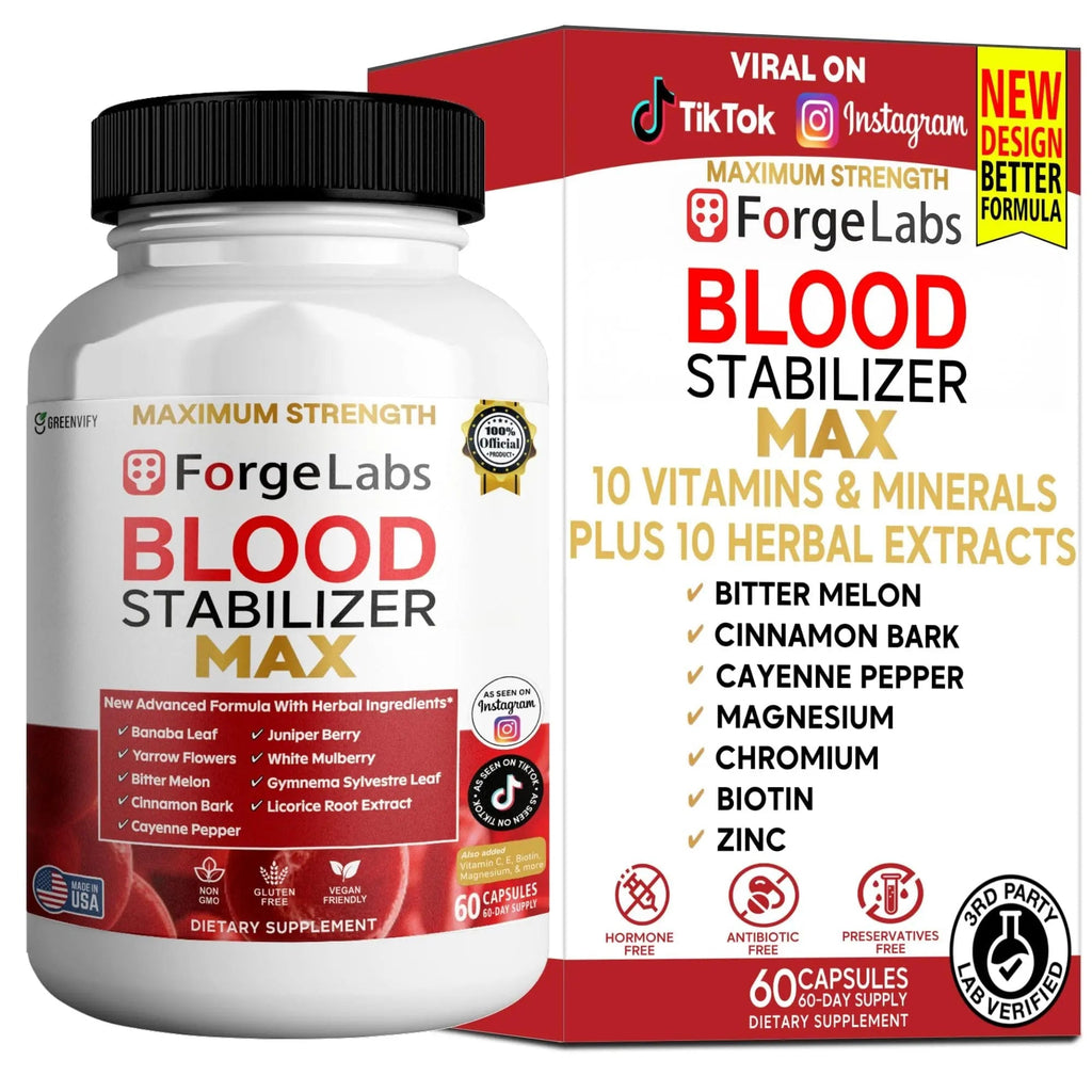GREENVIFY ForgeLabs Blood Stabilizer Max, Maximum Strength Dietary Supplement, 60 Veggie Capsules, with Banaba Leaf, Juniper Berry, White Mulberry. (1) - TrustMedUSA