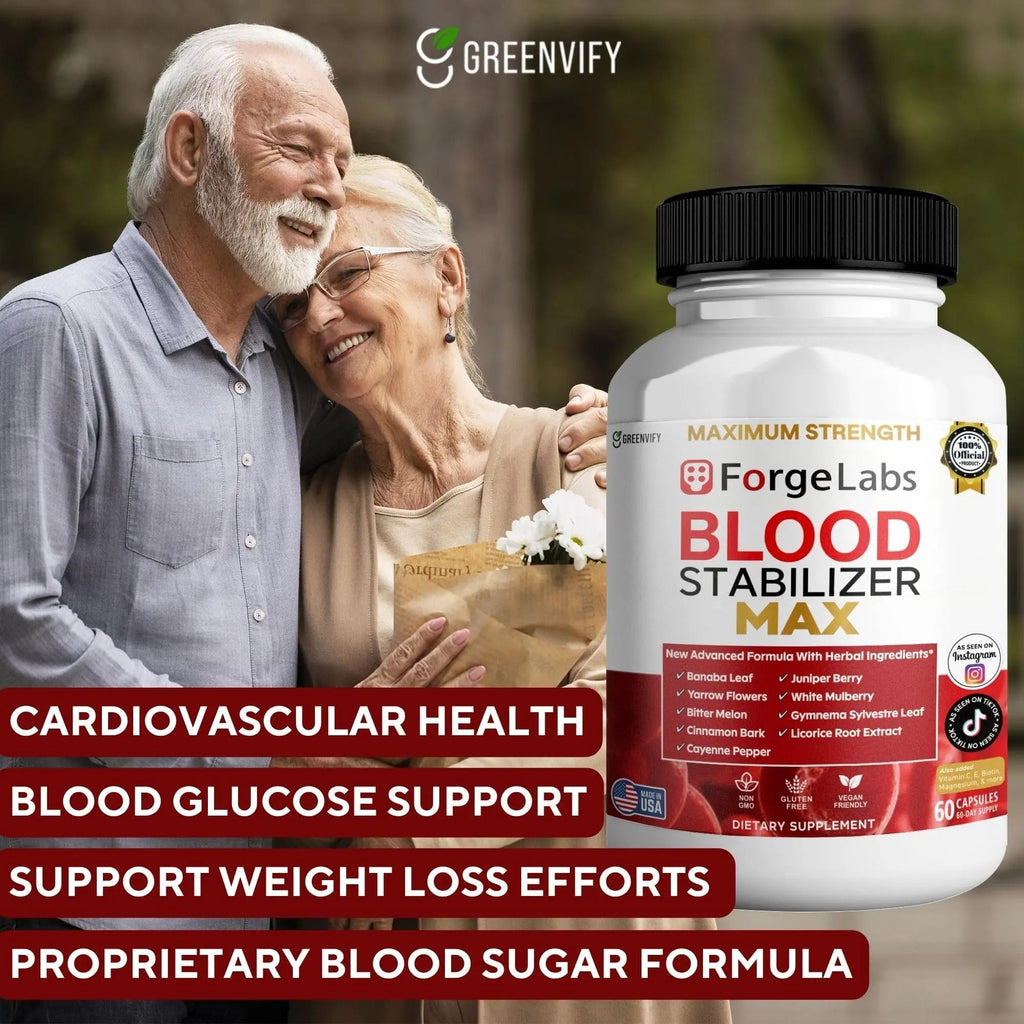 GREENVIFY ForgeLabs Blood Stabilizer Max, Maximum Strength Dietary Supplement, 60 Veggie Capsules, with Banaba Leaf, Juniper Berry, White Mulberry. (1) - TrustMedUSA