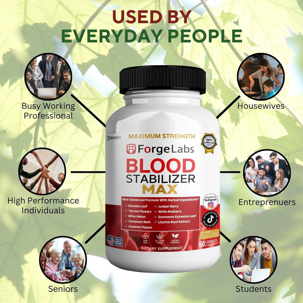 GREENVIFY ForgeLabs Blood Stabilizer Max, Maximum Strength Dietary Supplement, 60 Veggie Capsules, with Banaba Leaf, Juniper Berry, White Mulberry. (1) - TrustMedUSA