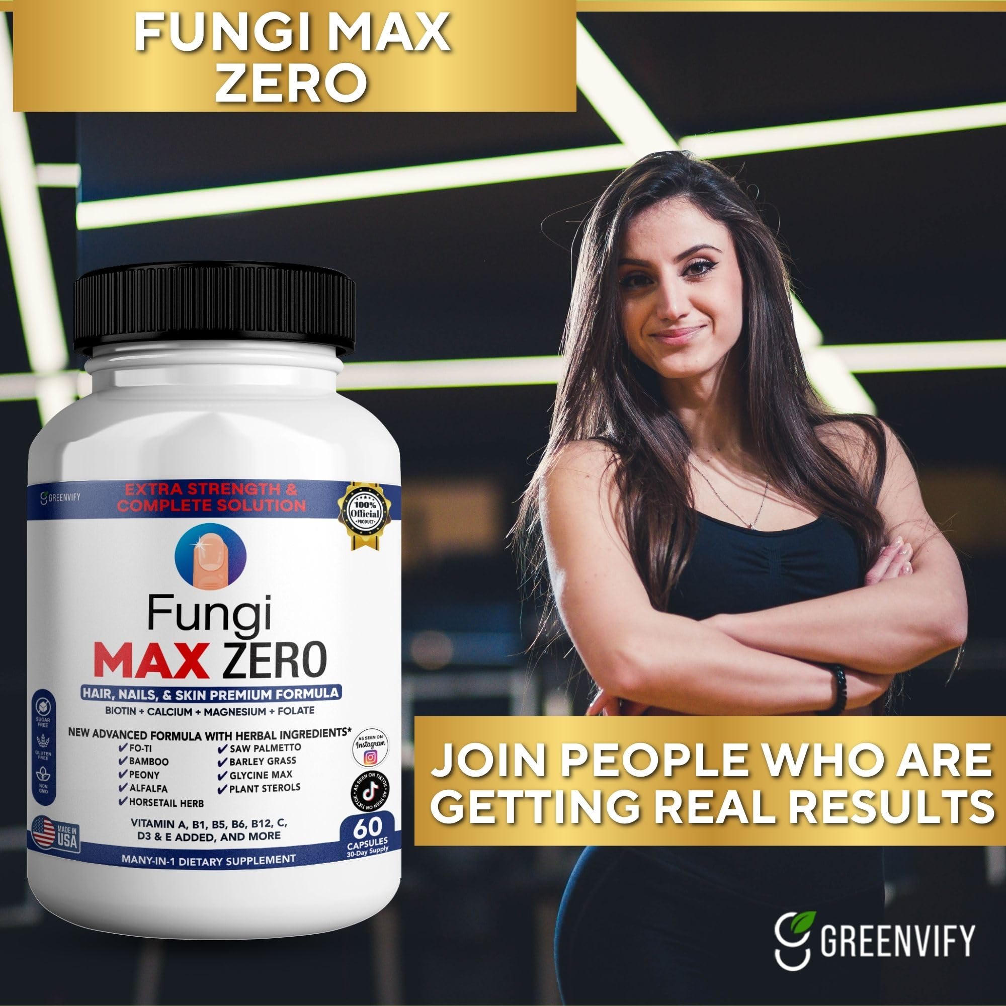 GREENVIFY Fungi Max Zero Hair, Nails & Skin Supplement. (1) - TrustMedUSA