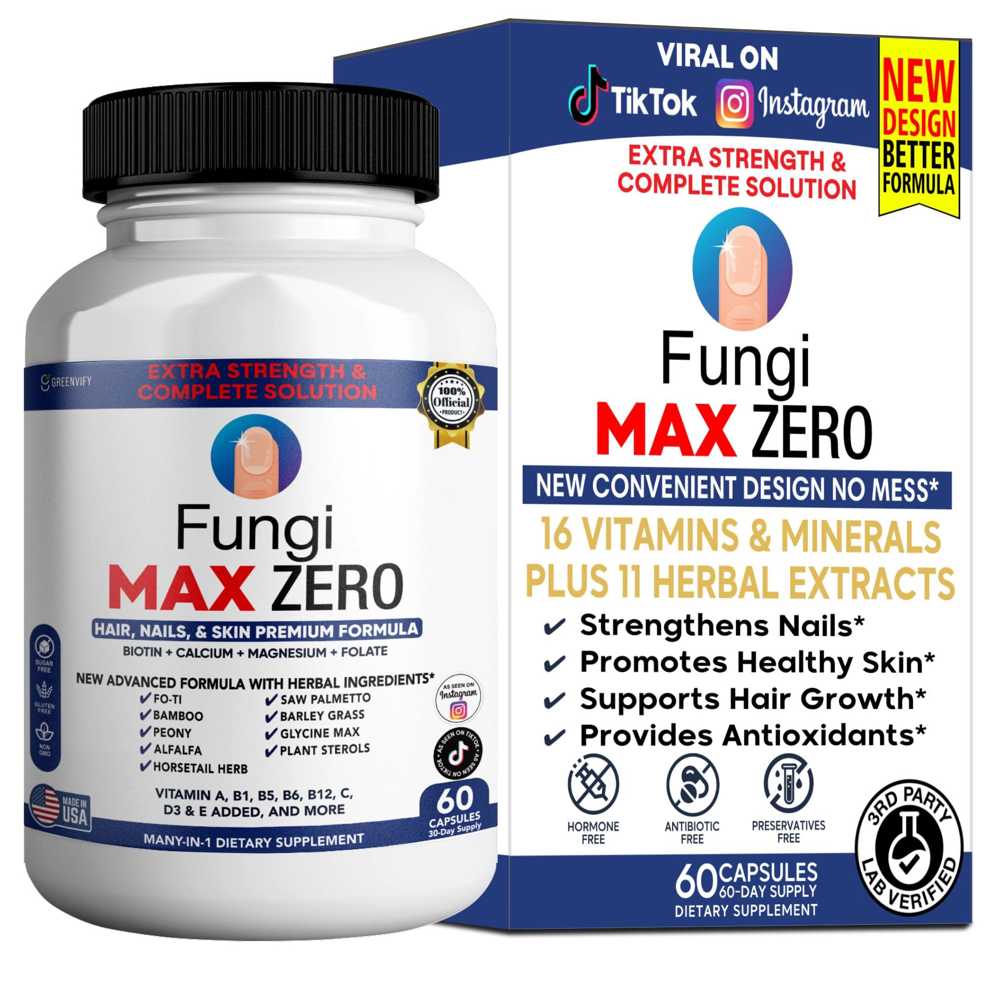 GREENVIFY Fungi Max Zero Hair, Nails & Skin Supplement. (1) - TrustMedUSA