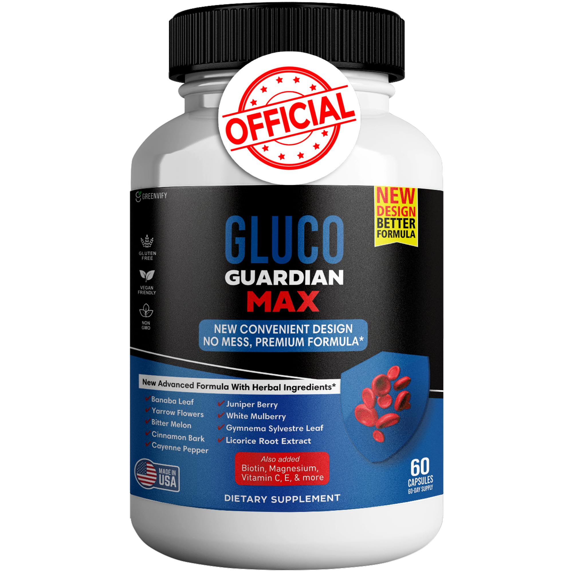 GREENVIFY Gluco Guardian Max Advanced Wellness Support Capsules – Vitamin, Mineral, and Herbal Supplement with Magnesium, Vitamin C, Zinc, and Banaba Leaf – Non-GMO, Gluten-Free – 60 Capsules (1) - TrustMedUSA