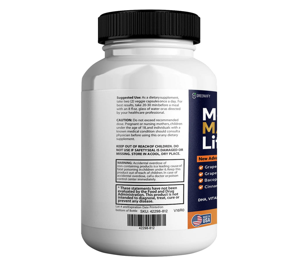 GREENVIFY Memory MAX Lift Brain Support Supplement, 60 Capsules, with Vitamins and Herbal Blend, 30 Day Supply (1) - TrustMedUSA