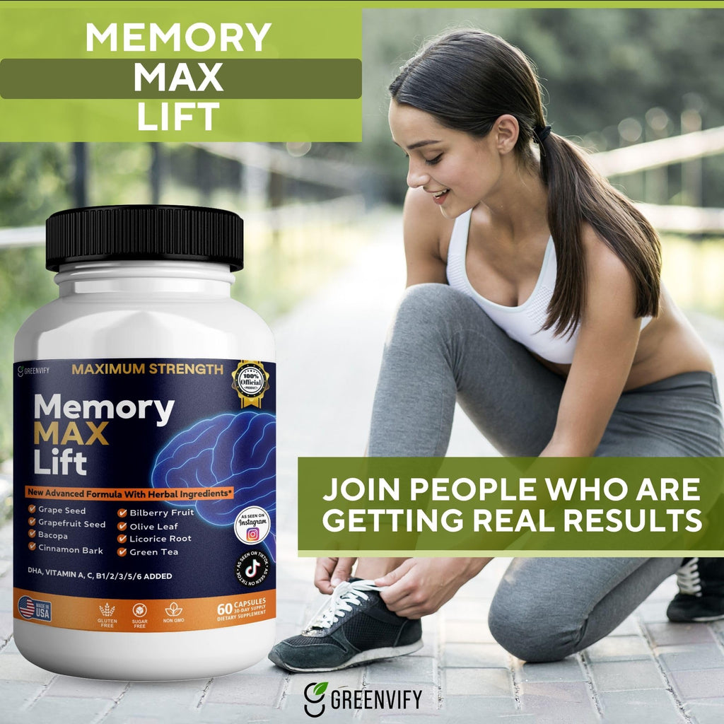 GREENVIFY Memory MAX Lift Brain Support Supplement, 60 Capsules, with Vitamins and Herbal Blend, 30 Day Supply (1) - TrustMedUSA