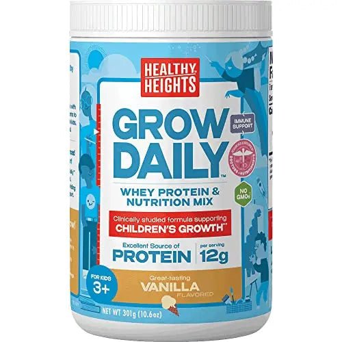 Grow Daily 3+ Shake Mix 7-serving Canister by Healthy Heights - Protein Powder (Vanilla) - TrustMedUSA