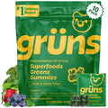 Gruns Adults Super Greens Gummies, Multivitamin Superfood Gummy Bears, Spirulina, Chlorella, Prebiotics & Fiber Gummies for Digestive Health, Adaptogens Supplement, 20 Vitamins & Minerals, 10 Count - TrustMedUSA