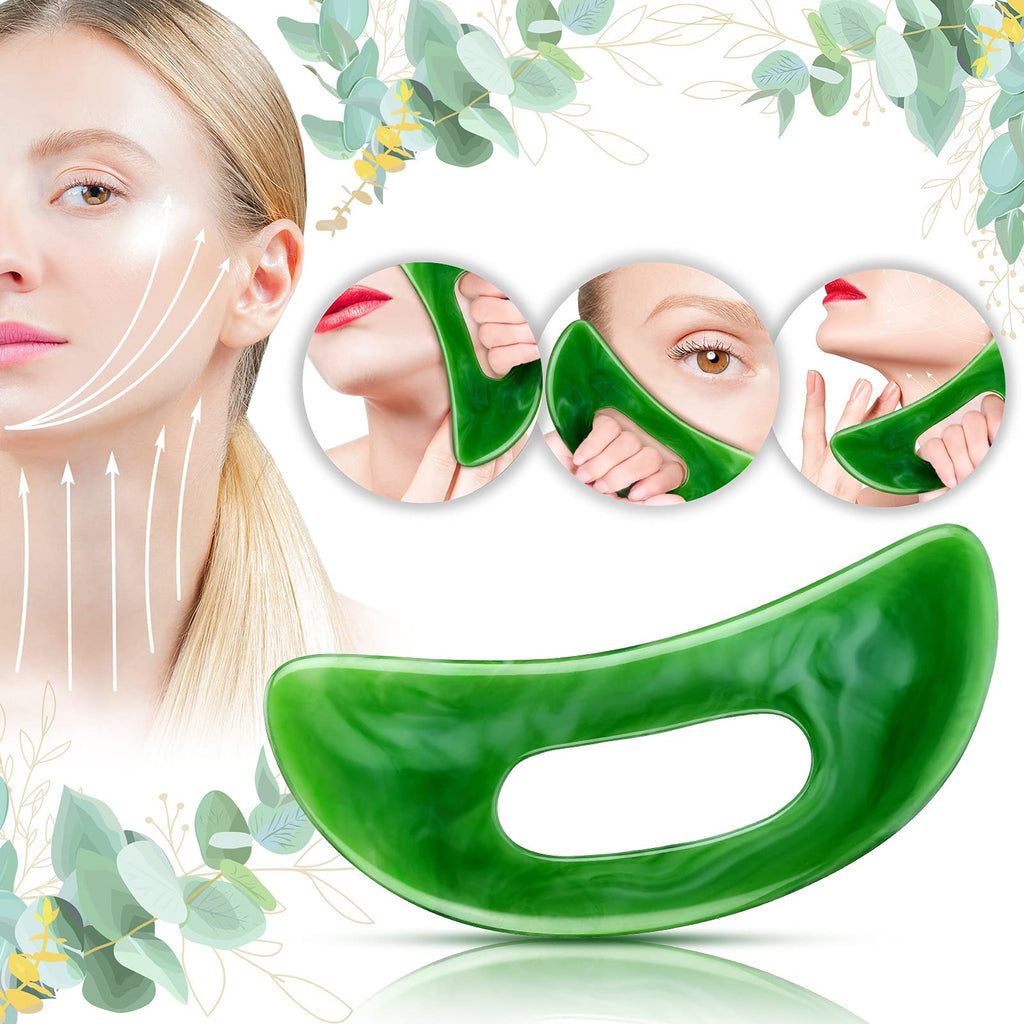 Gua Sha Massage Tool with Handle Resin Massage Tools Lymphatic Drainage Massager Body Shaping Gua Sha Tools for Full Body Men Women Birthday Festival Holiday Present (Green) - Maple Wellness Supplements