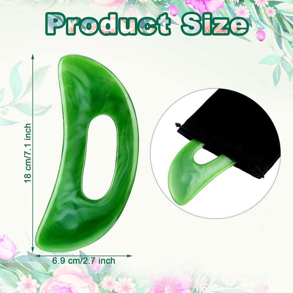 Gua Sha Massage Tool with Handle Resin Massage Tools Lymphatic Drainage Massager Body Shaping Gua Sha Tools for Full Body Men Women Birthday Festival Holiday Present (Green) - Maple Wellness Supplements