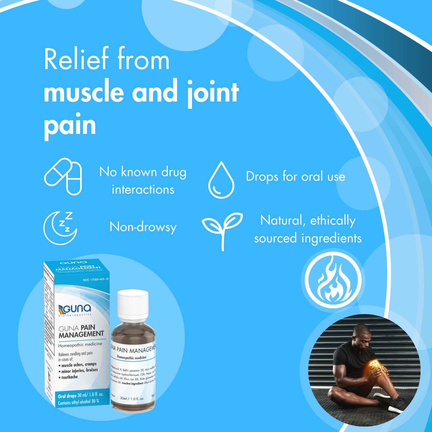 Guna Pain Management Relieves Muscle Pain, Muscle Soreness, Joint Pain, Swelling from Injuries & Bruises - 1 Ounce - TrustMedUSA